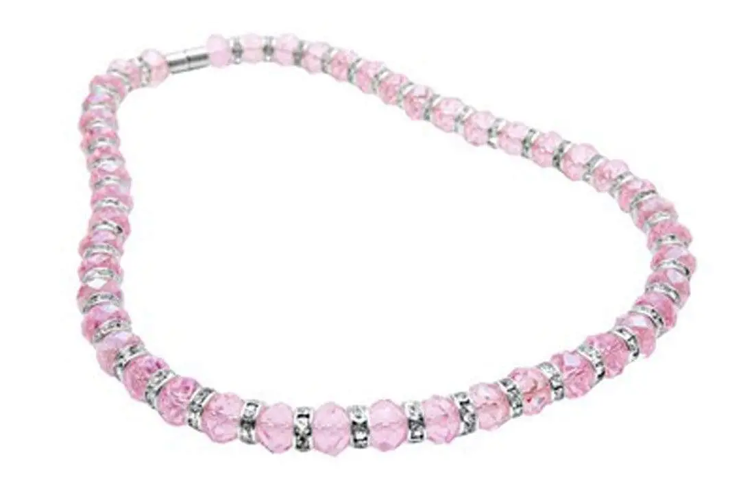Rose Quartz Gorgeous Glass Necklace With Cubic Zirconia Crystals 1