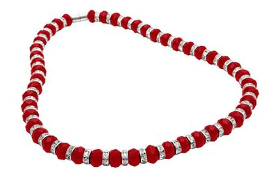 Ruby Gorgeous Glass Necklace With Cubic Zirconia Crystals 1