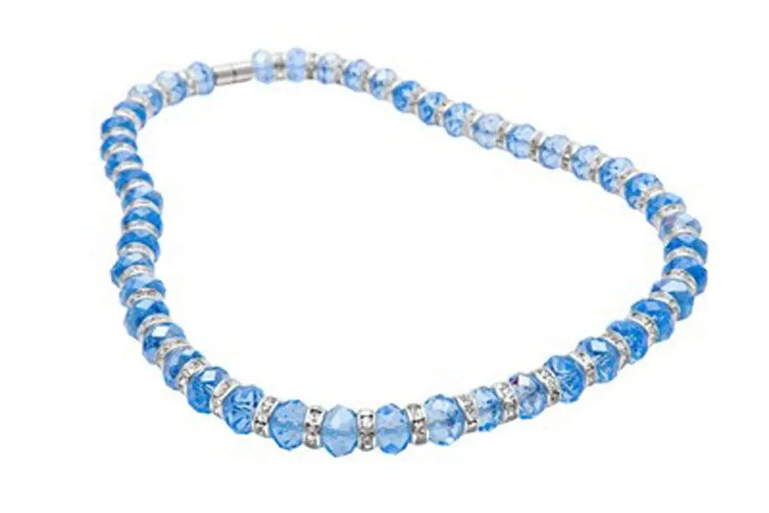 Sapphire Gorgeous Glass Necklace With Cubic Zirconia Crystals 1
