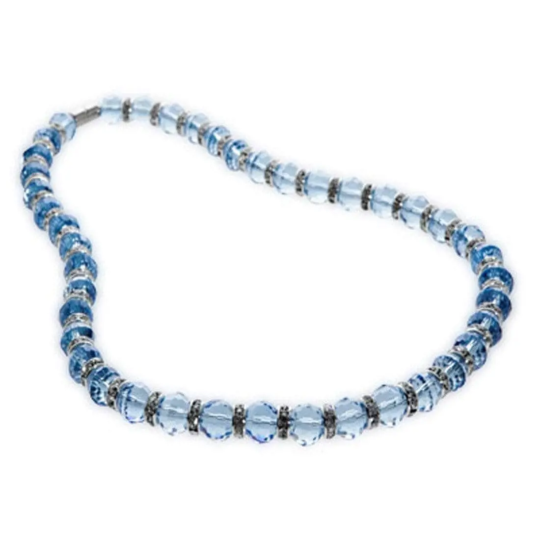 Sapphire Gorgeous Glass Necklace With Cubic Zirconia Crystals 1