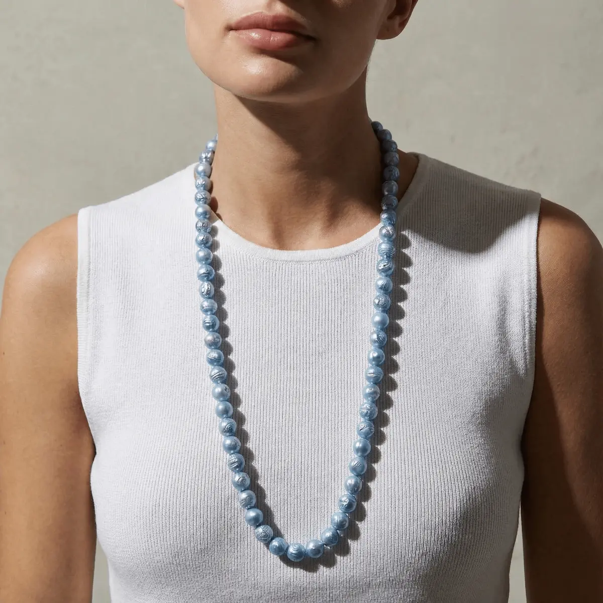 32" Sky Blue Baroque Pearl Necklace 1