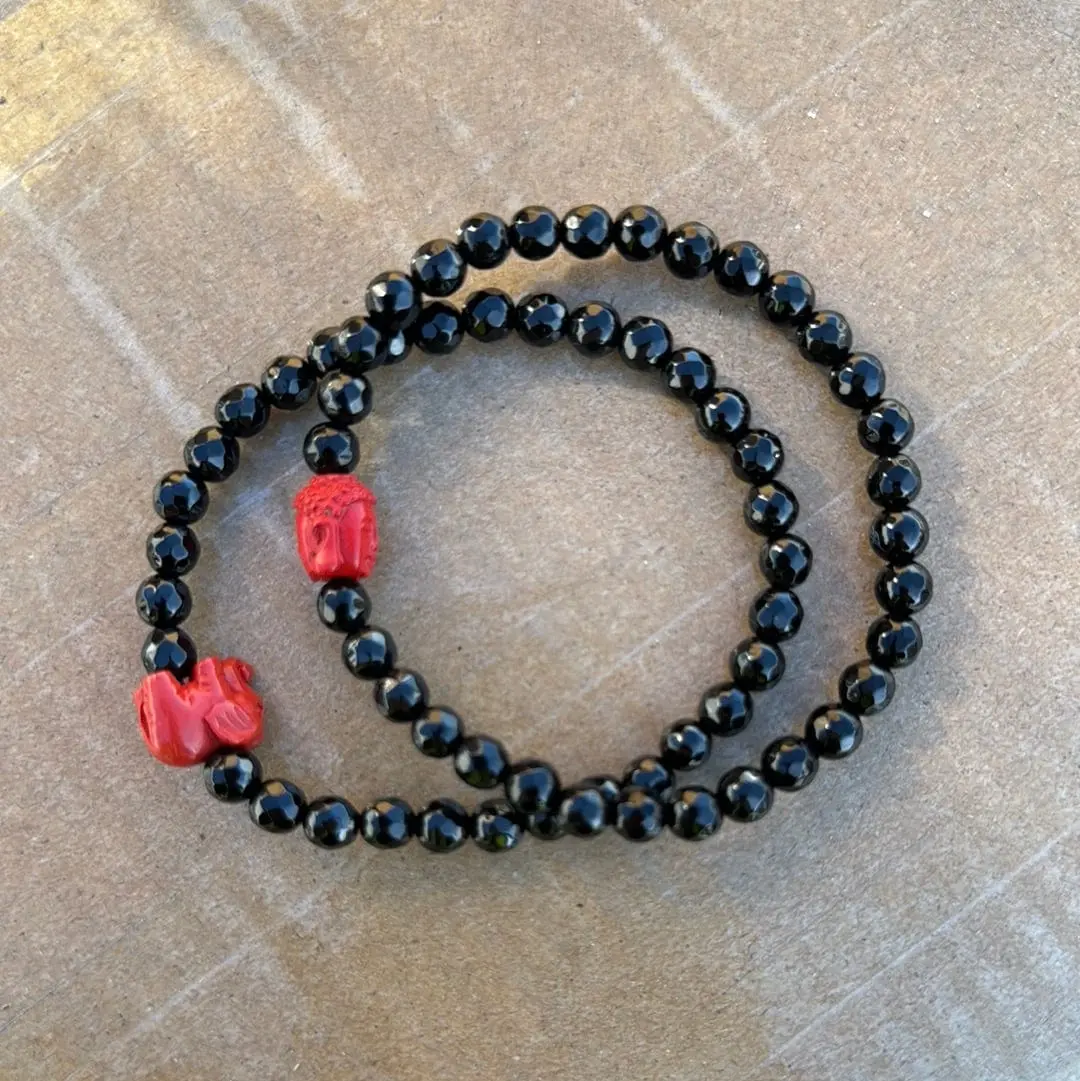Black Agate & Cinnabar Bracelet 1