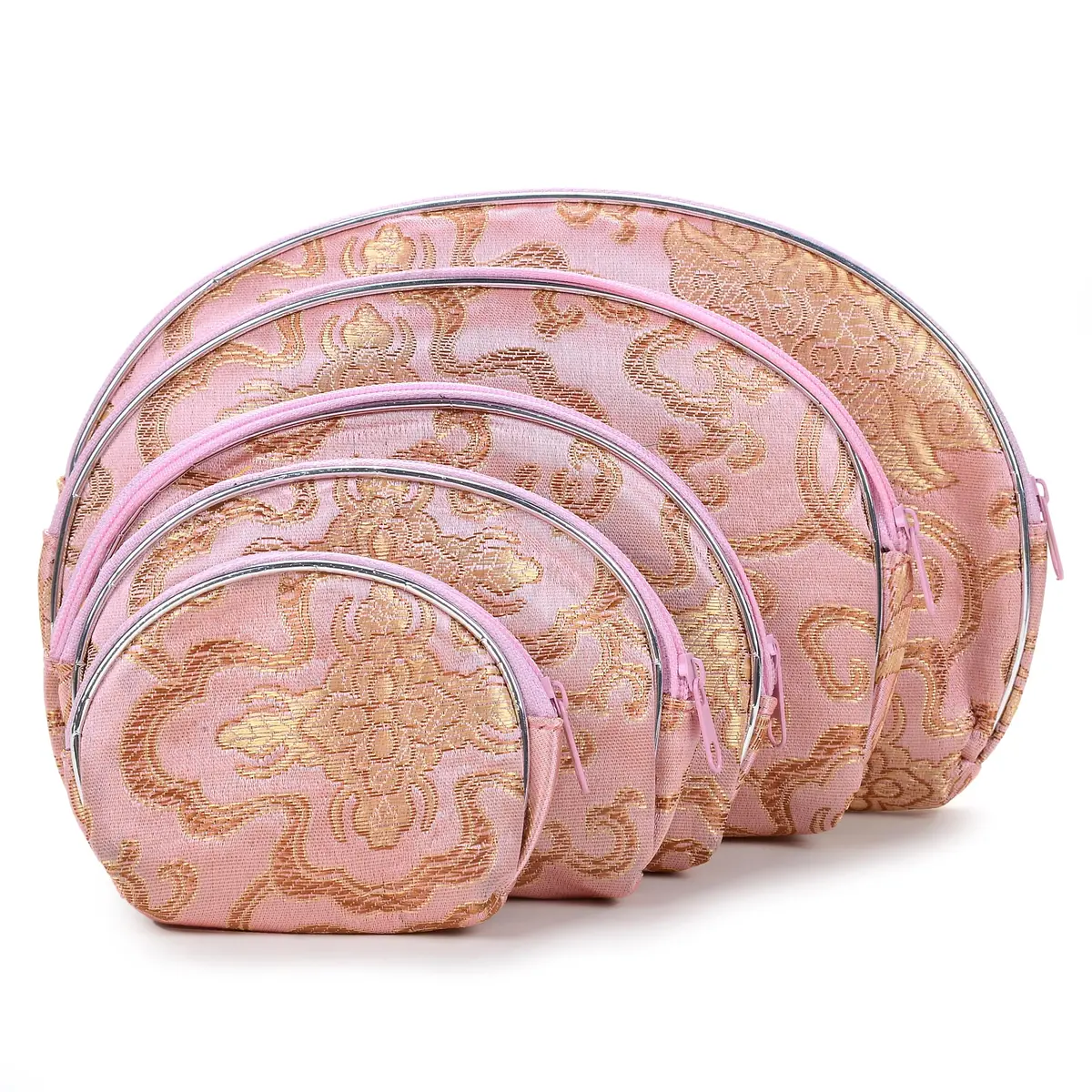 Pink Silk Pouch - 5 Piece Set 1