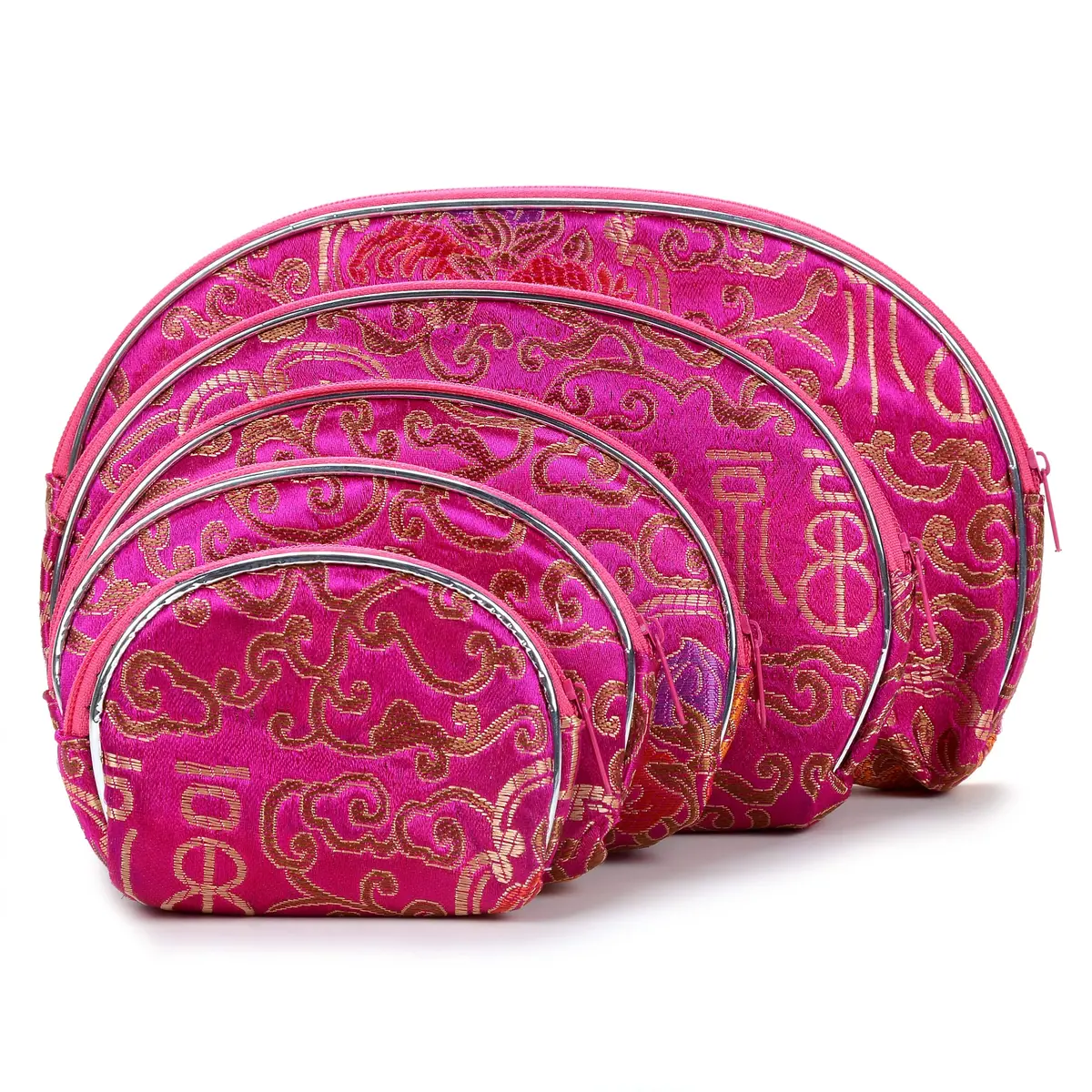 Pink Silk Pouch - 5 Piece Set 1