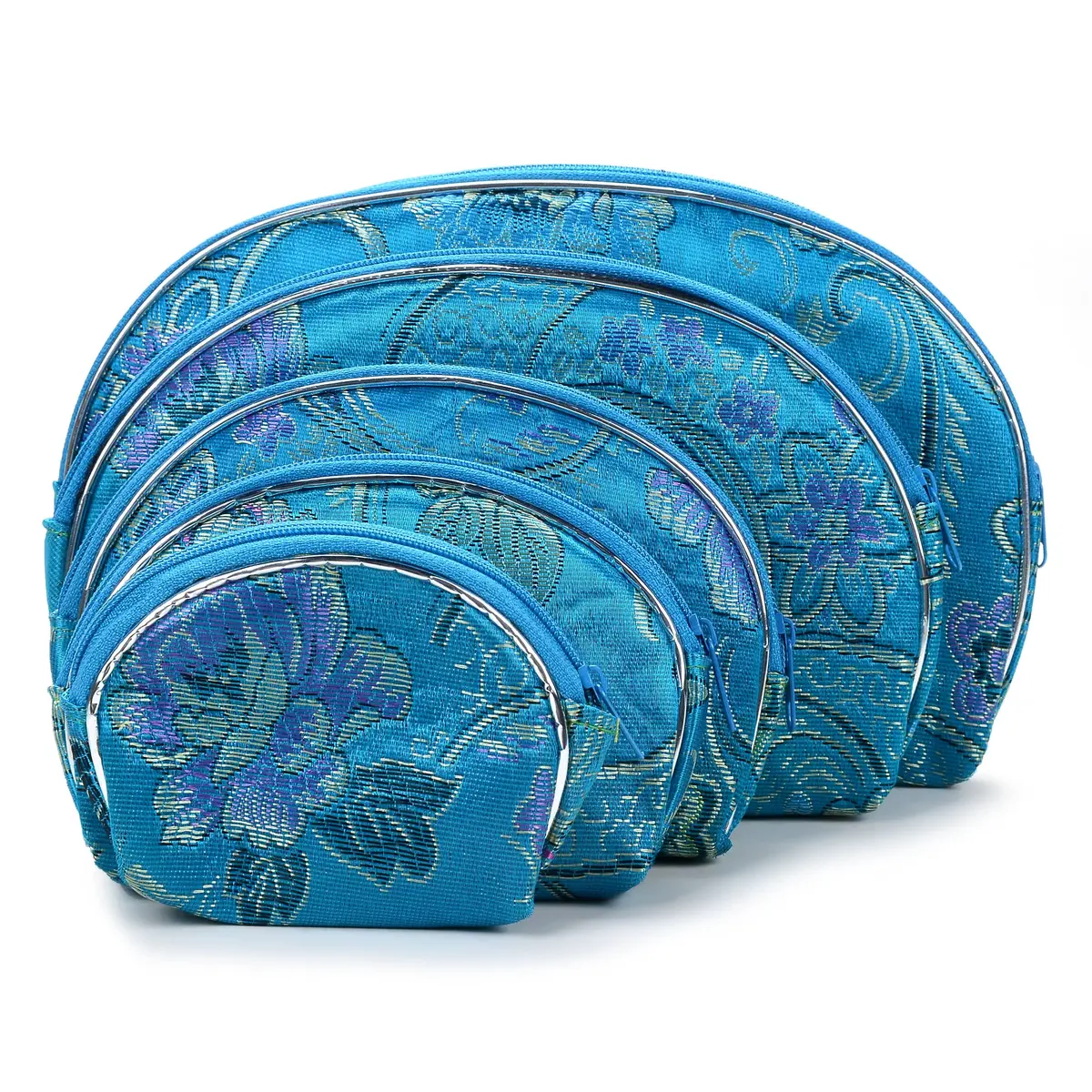Turquoise Silk Pouch - 5 Piece Set 1
