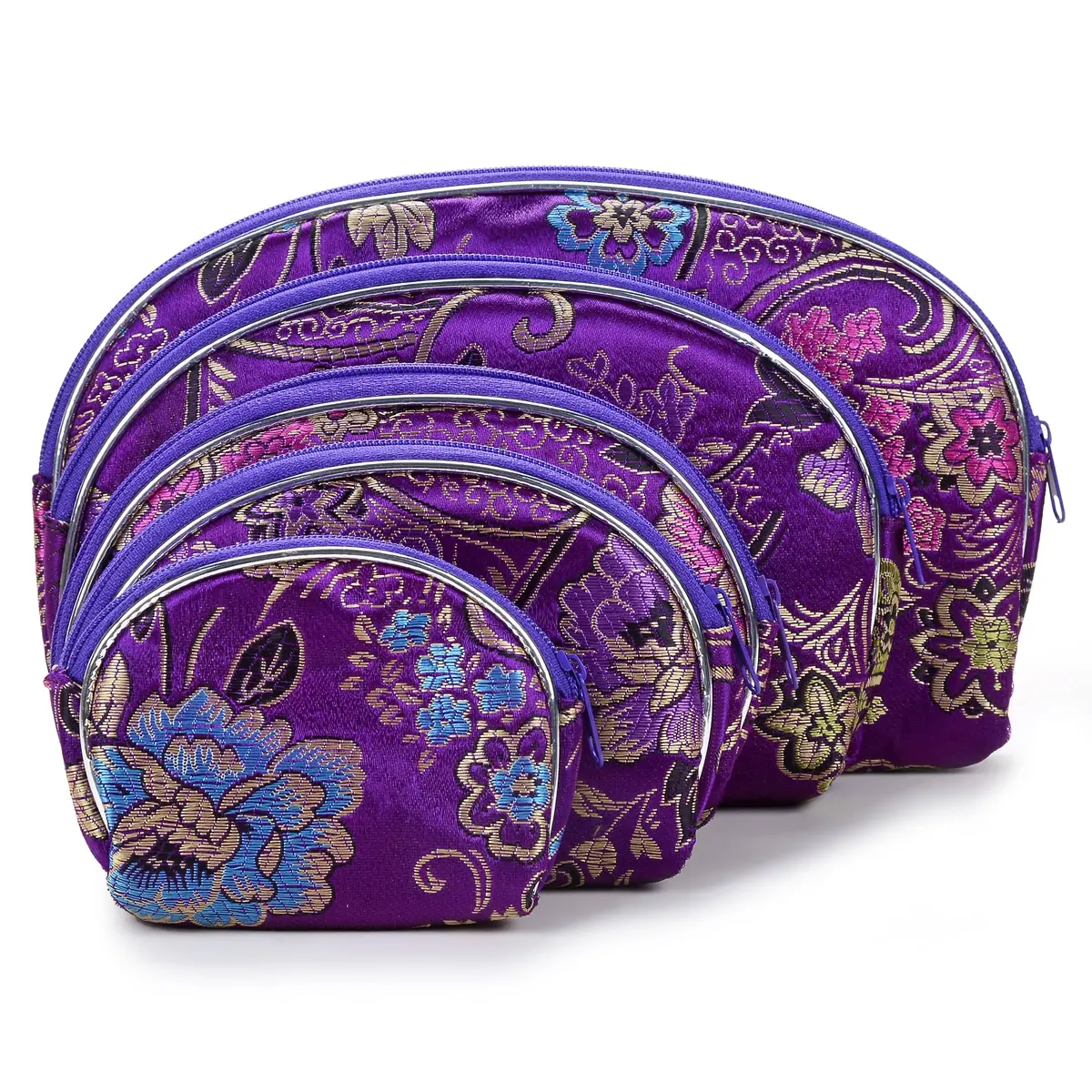 Purple Silk Pouch - 5 Piece Set 1