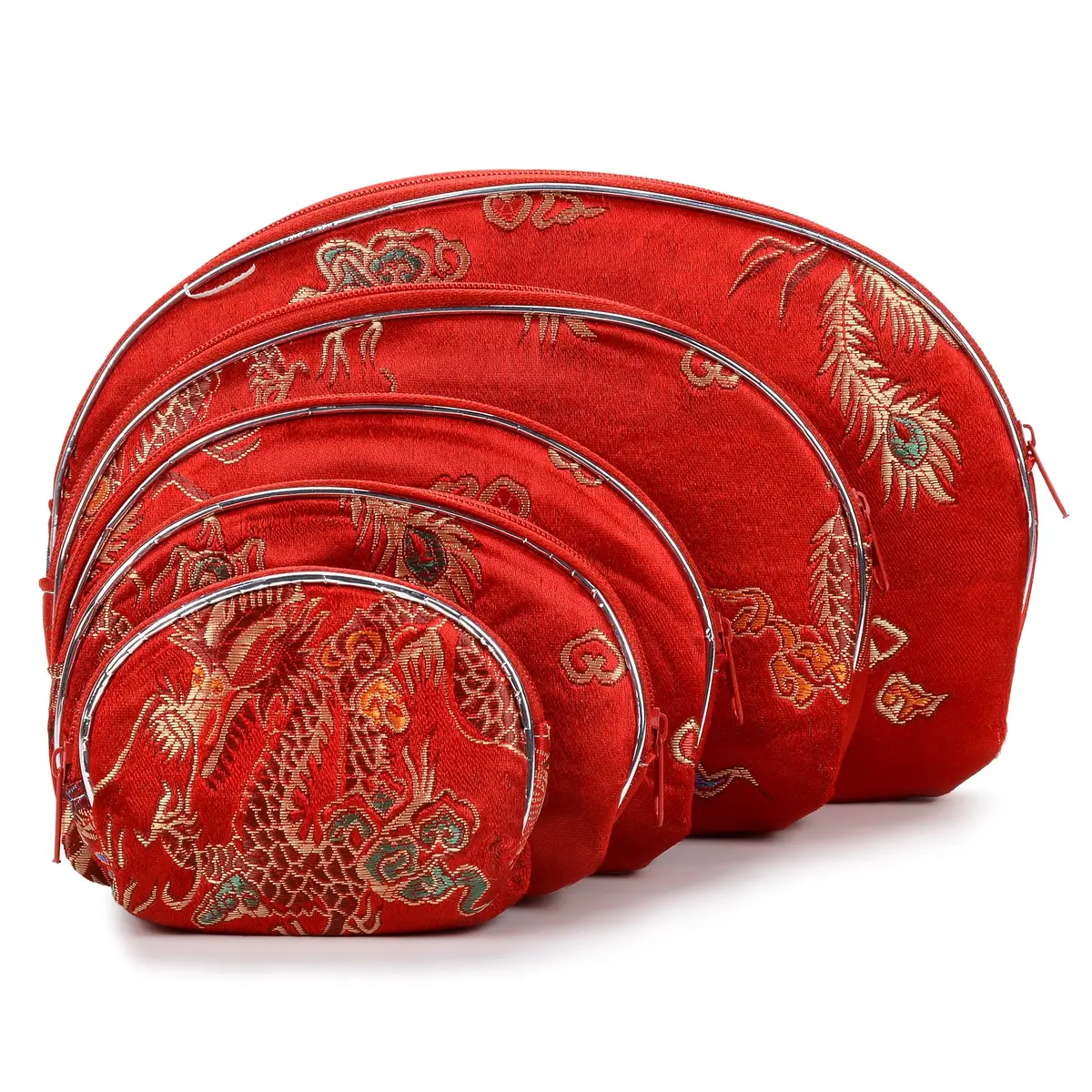 Red Dragon Silk Pouch - 5 Piece Set 1