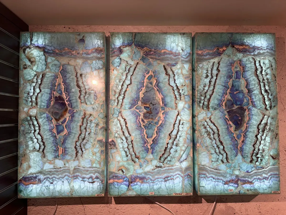 Rainbow Fluorite Wall Light Panel Trio  - 35" 1
