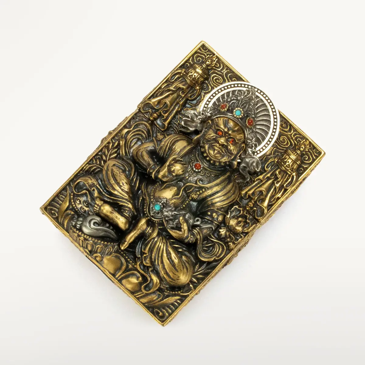 Buddha Turquoise & Coral 925 Sterling Silver & Copper Lighter Case 1