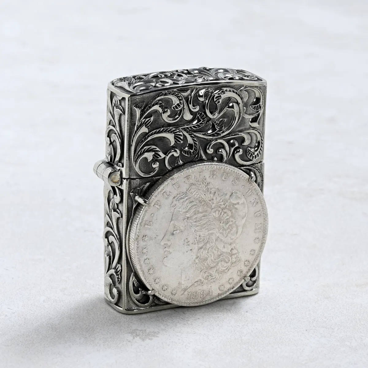 Morgan Silver Dollar Coin 925 Sterling Silver & Copper Lighter Case 1