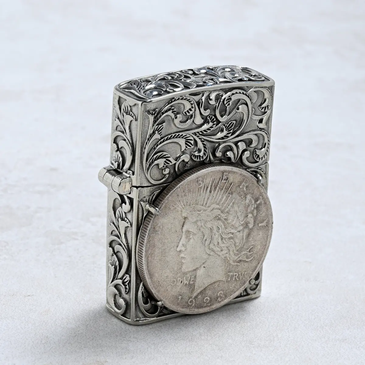 Peace Silver Dollar Coin 925 Sterling Silver & Copper Lighter Case 1