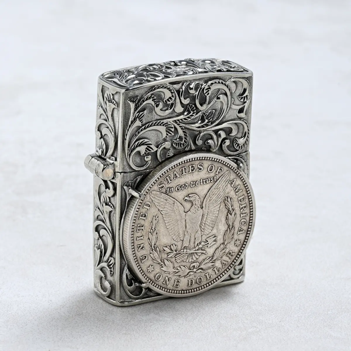 Silver Dollar Coin 925 Sterling Silver & Copper Lighter Case 1