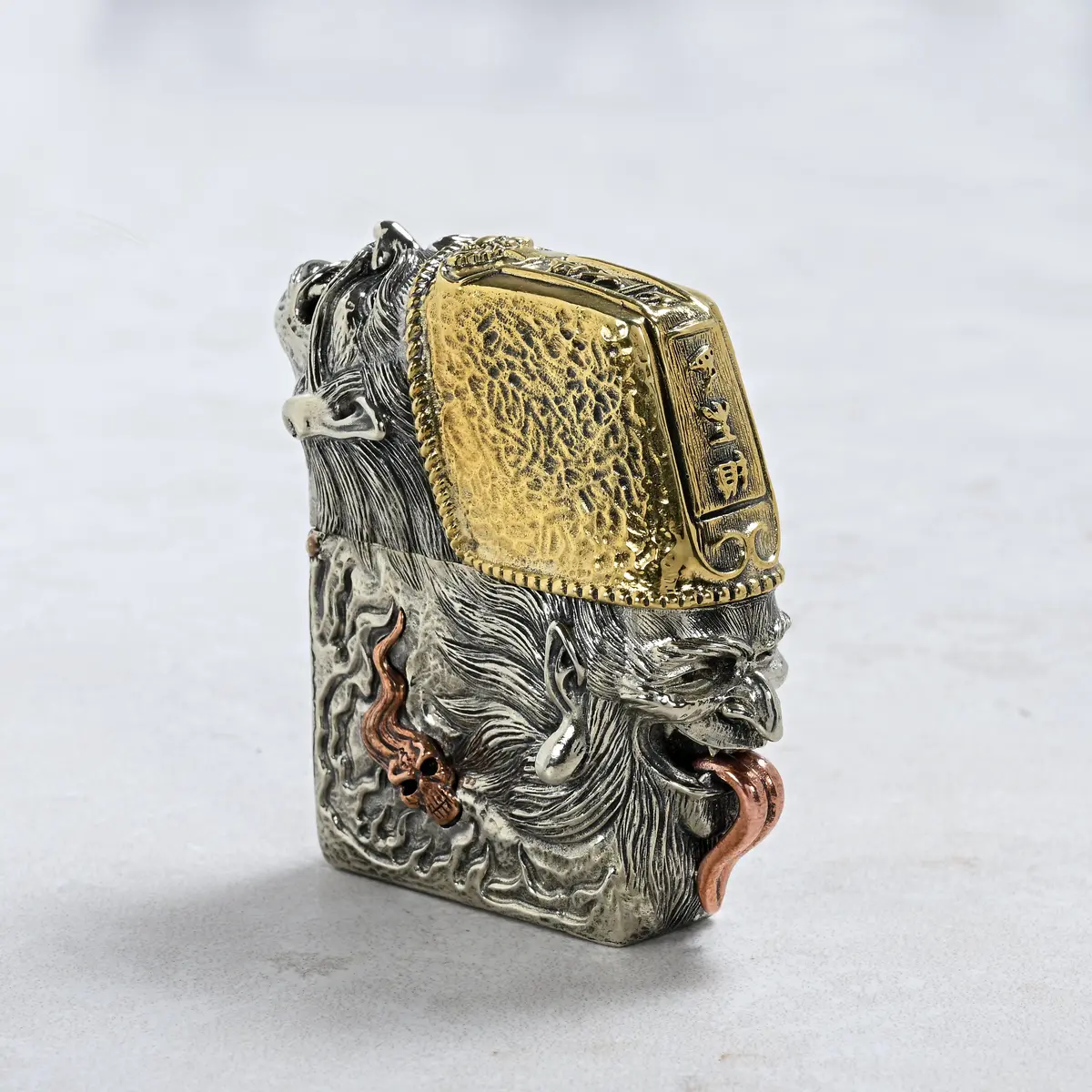 Two Faced Ghost Of Impermanence 925 Sterling Silver & Copper Lighter Case 1
