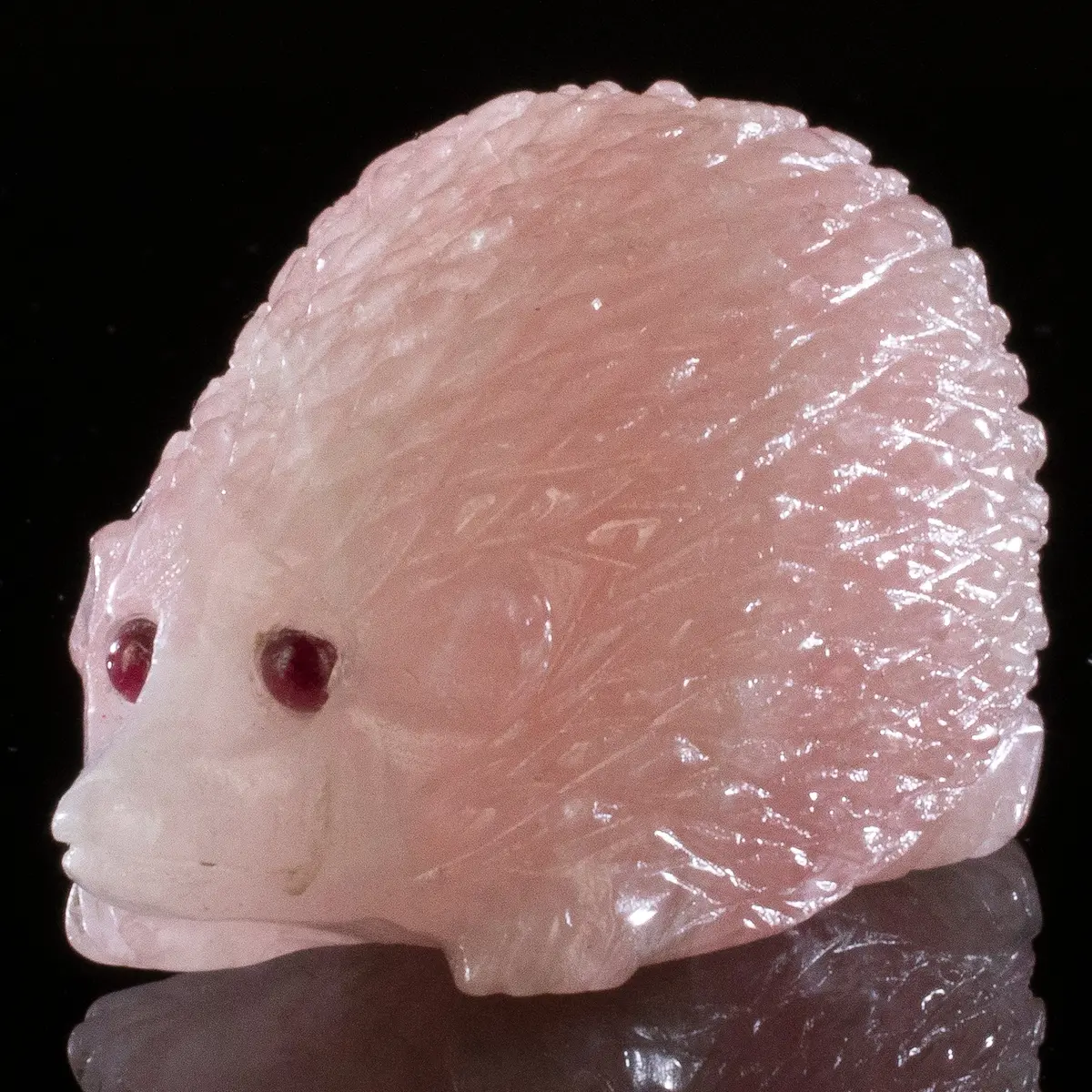 Peter Muller Rose Quartz Porcupine Carving 1