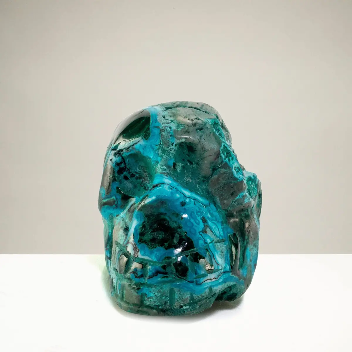 Chrysocolla Skull Carving 2.5" / 118G 1