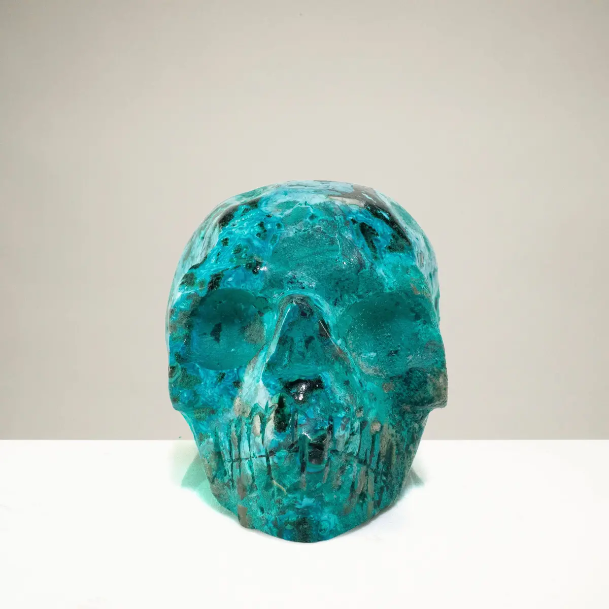 Chrysocolla Skull Carving 3" / 143G 1