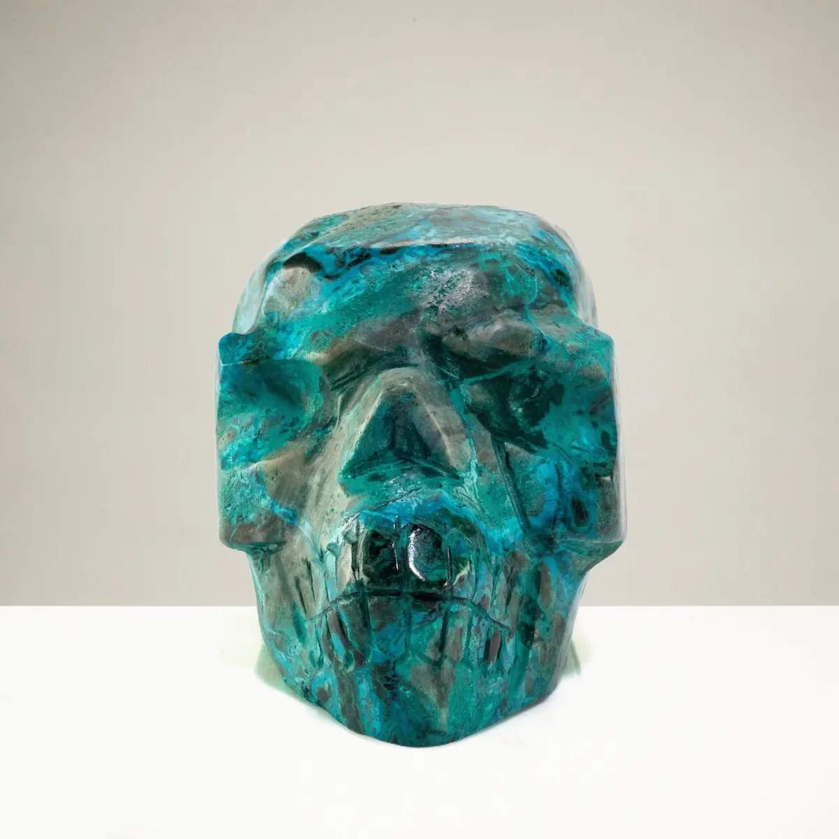 Chrysocolla Skull Carving 3.5" / 297G 1