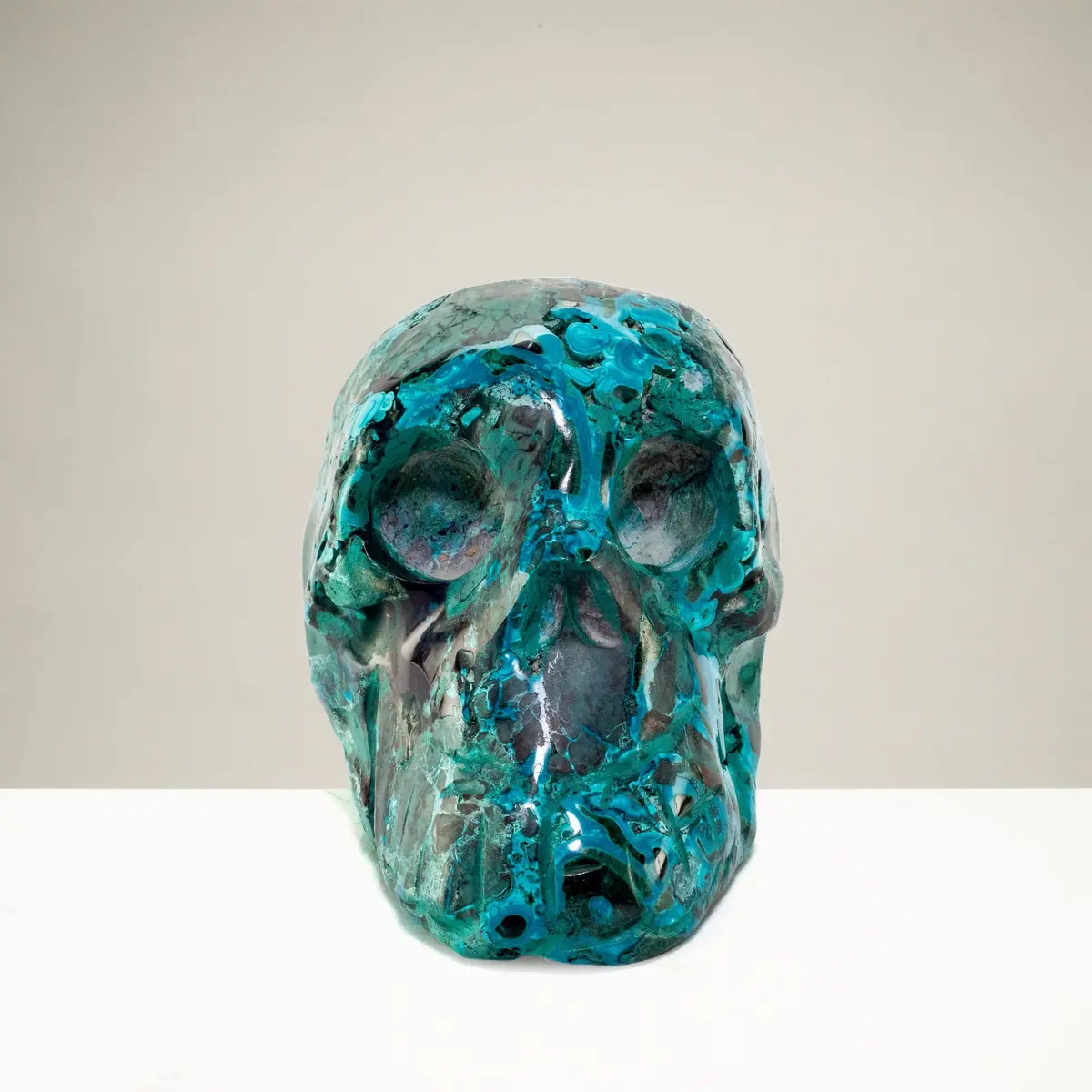 Chrysocolla Skull Carving 5" / 1,166G 1