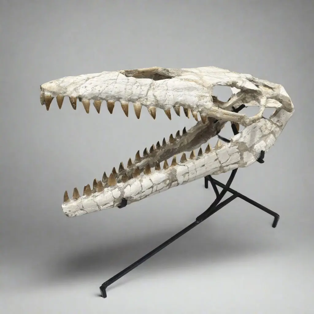Moroccan Mosasaurus Jaw Fossil  On Custom Stand - 22" 1