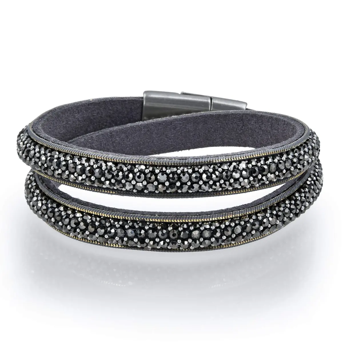 Long Strand Diamond Gray Bracelet With Magnetic Clasp 1
