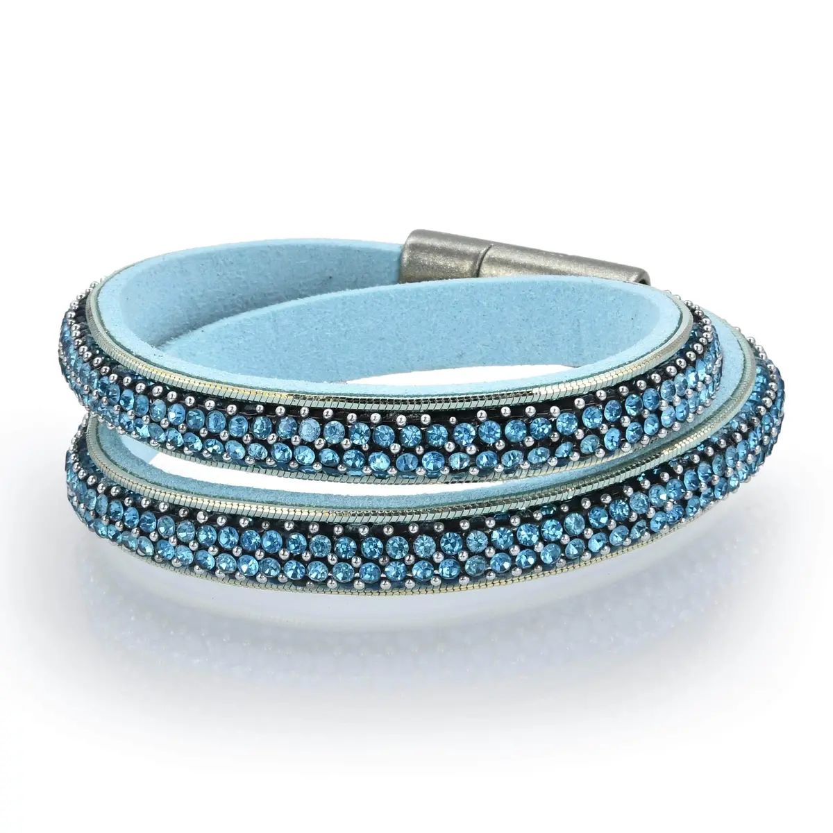 Long Strand Diamond Blue Bracelet With Magnetic Clasp 1
