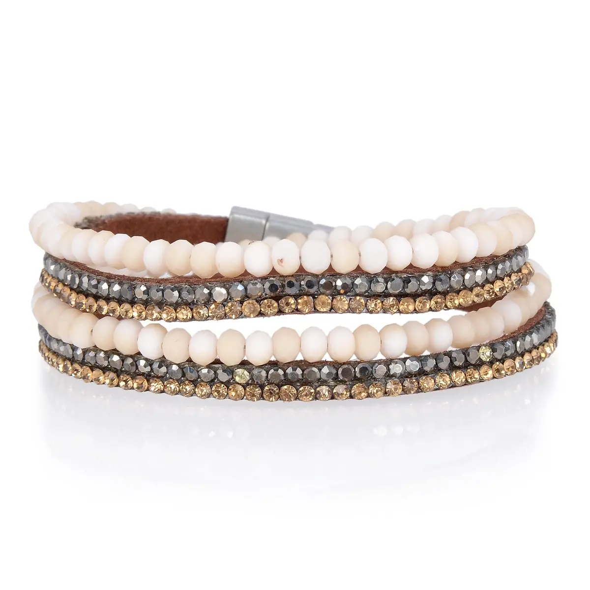Long Strand Diamond Pink Bracelet With Magnetic Clasp 1