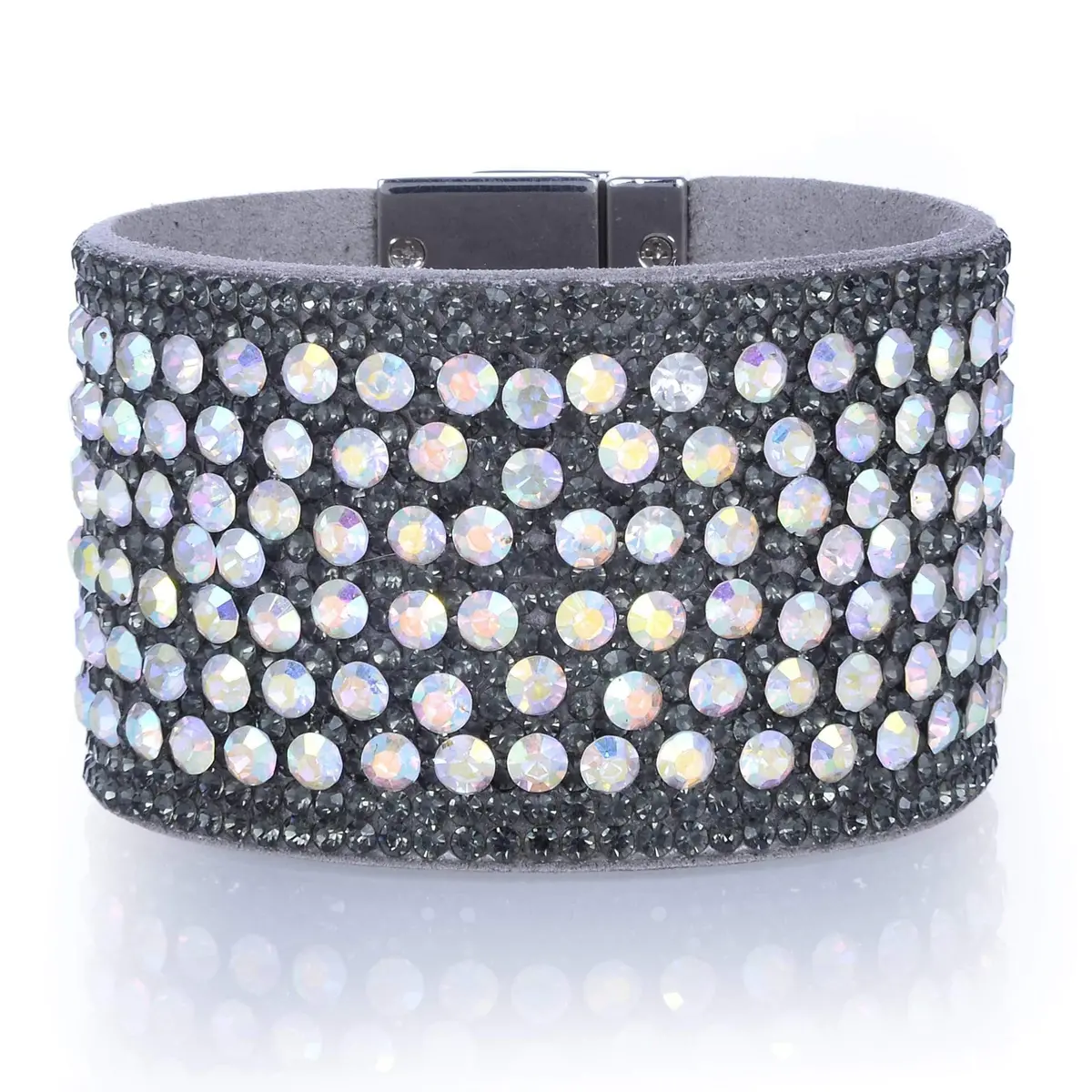 Swarovski Crystal Leather Band Bracelet Green With Toggle Lock 1