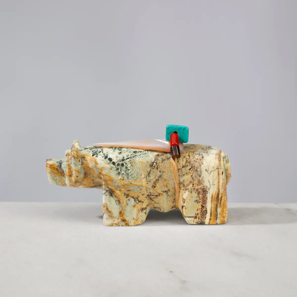 Alex Tsethlikai Serpentine  Handmade Zuni Fetish Bear Carving 1