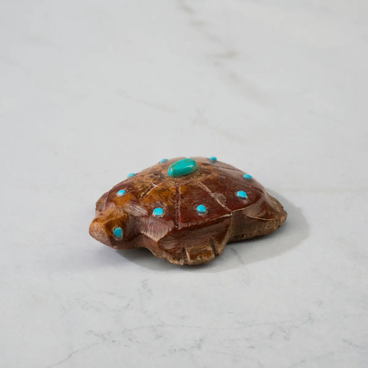 Carl Etsate Picasso Marble Handmade Zuni Fetish Turtle Carving 1