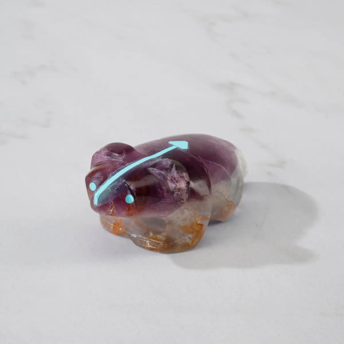Kenric Laiwakete Flourite & Turquoise Handmade Zuni Fetish Bear Carving 1