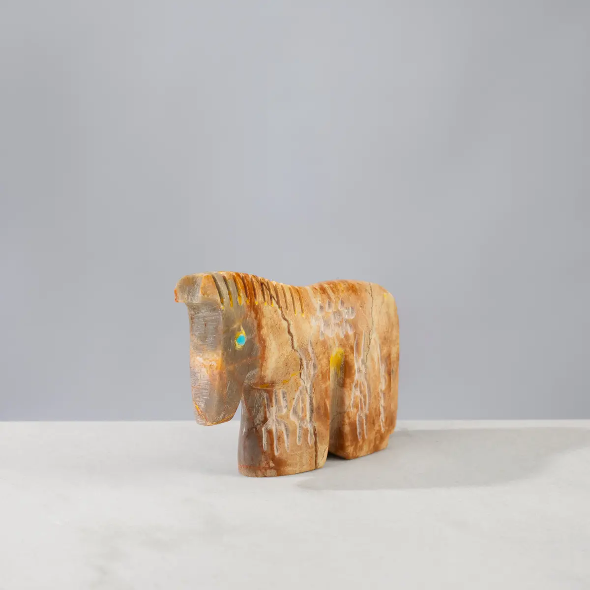 Poncho Picasso Marble Handmade Zuni Fetish Horse Carving 1