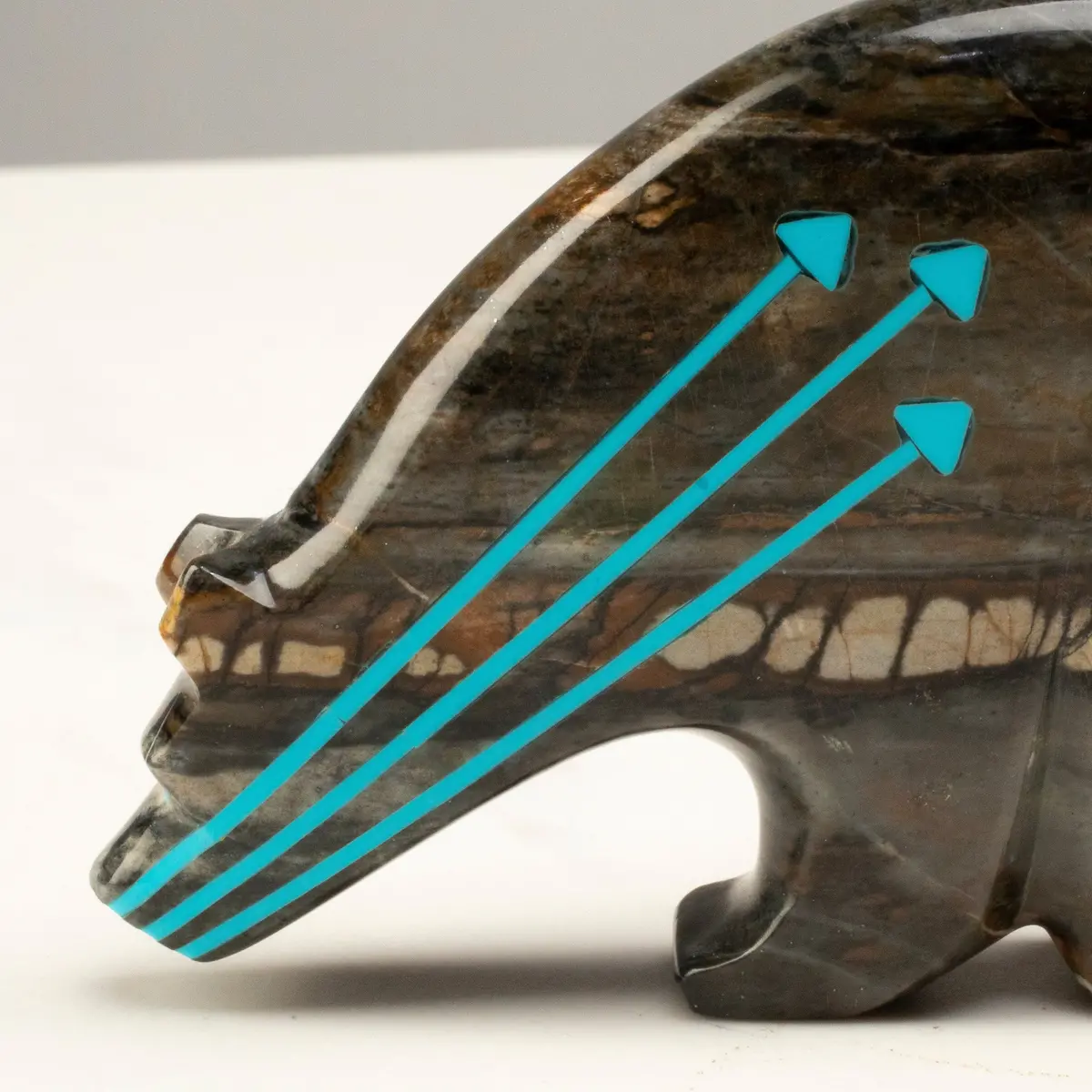 Rodney Laiwakete Handmade Zuni Fetish Bear With Heart Lines Carving 1