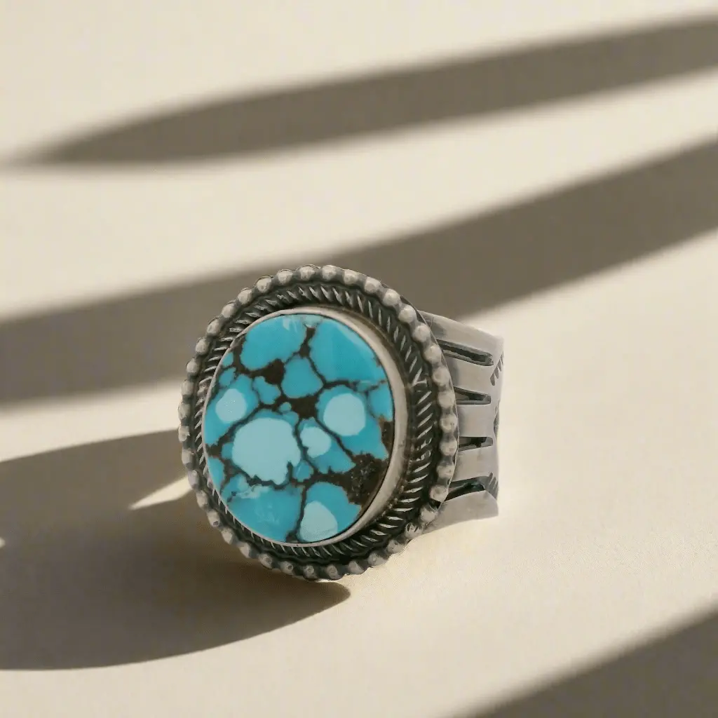 Tillie Jon Egyptian Turquoise Navajo Usa Native American Made 925 Sterling Silver Ring 1