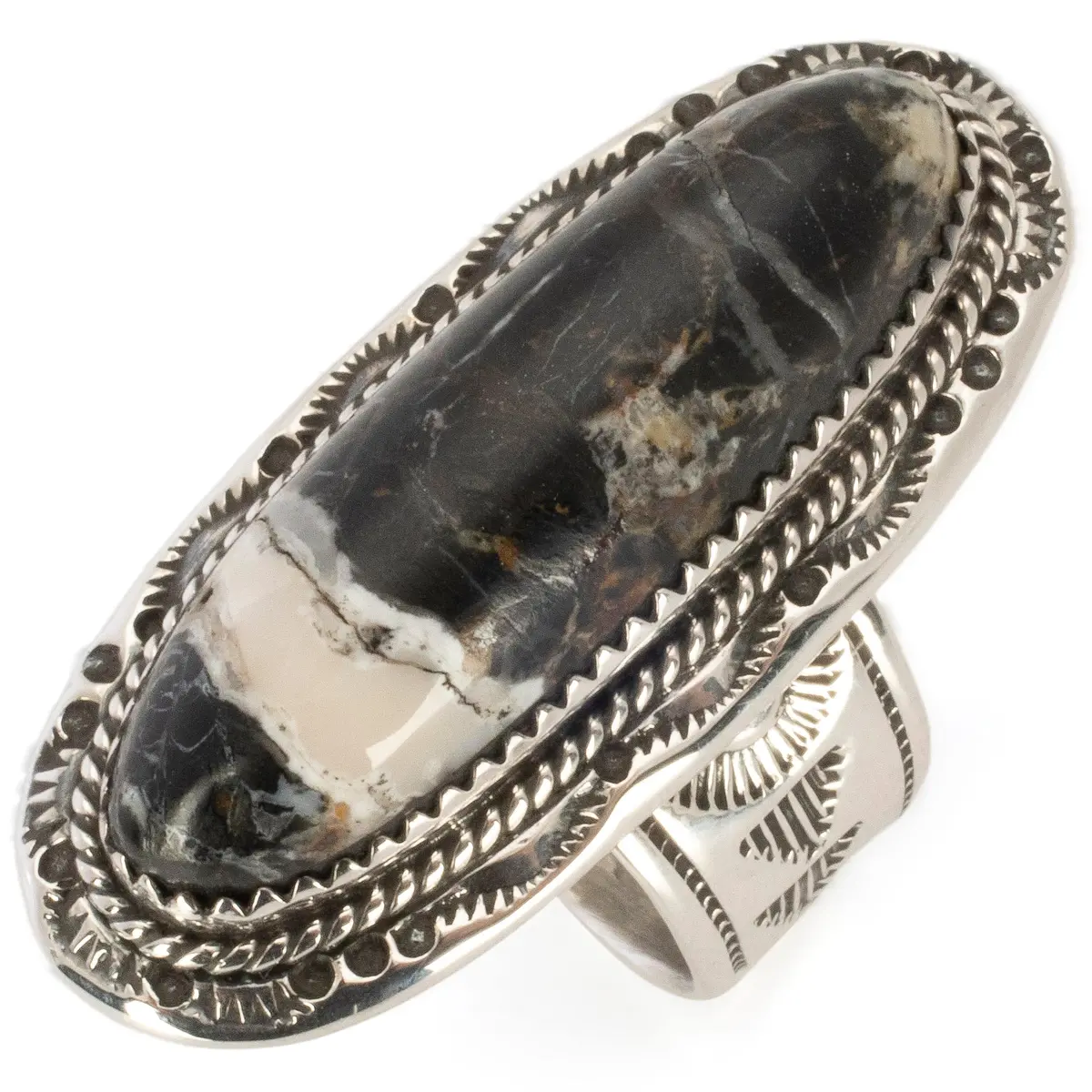 Joe Piaso Jr. Navajo White Buffalo Turquoise Usa Native American Made 925 Sterling Silver Ring 1