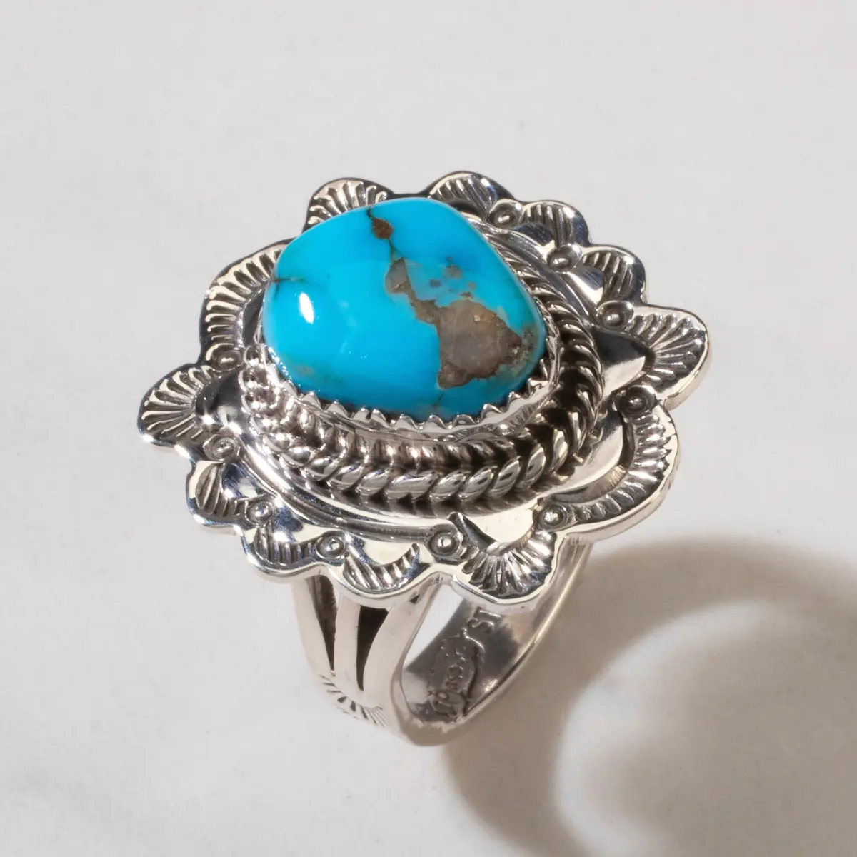 Joe Piaso Jr. Sleeping Beauty Turquoise Navajo Usa Native American Made 925 Sterling Silver Ring 1