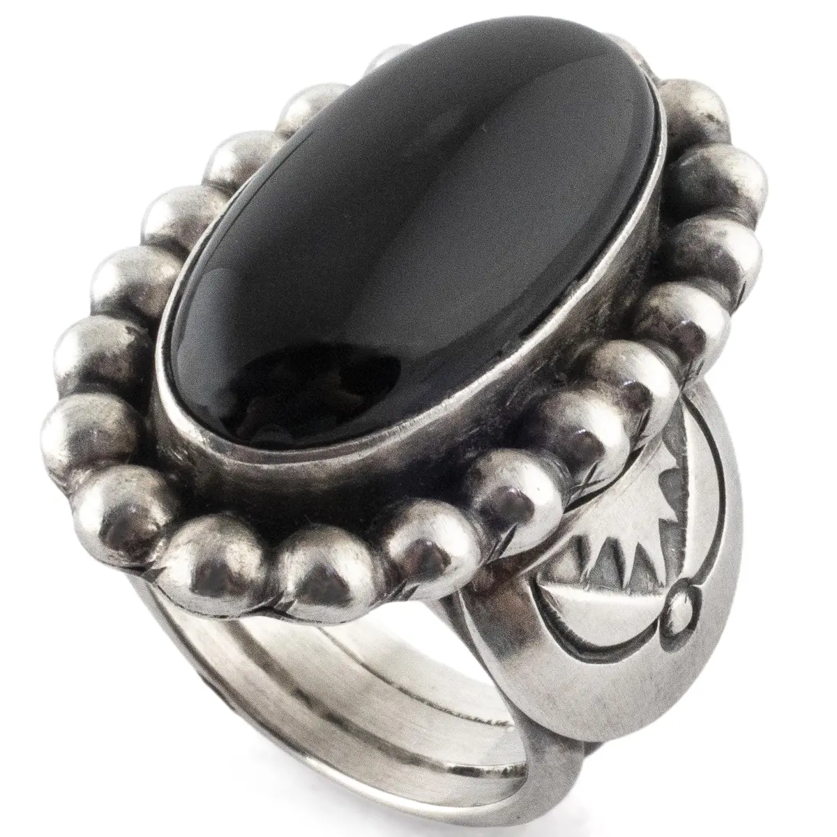 Paul Livingston Black Onyx Usa Native American Made 925 Sterling Silver Ring 1