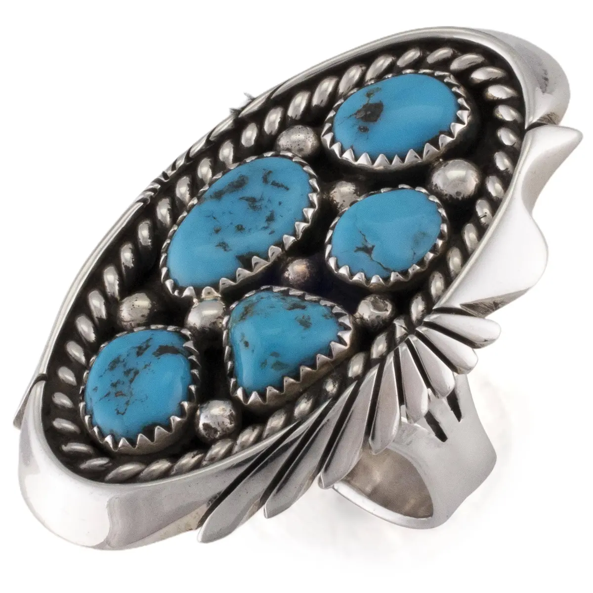Melvin Jones Navajo Kingman Turquoise Usa Native American Made 925 Sterling Silver Ring 1