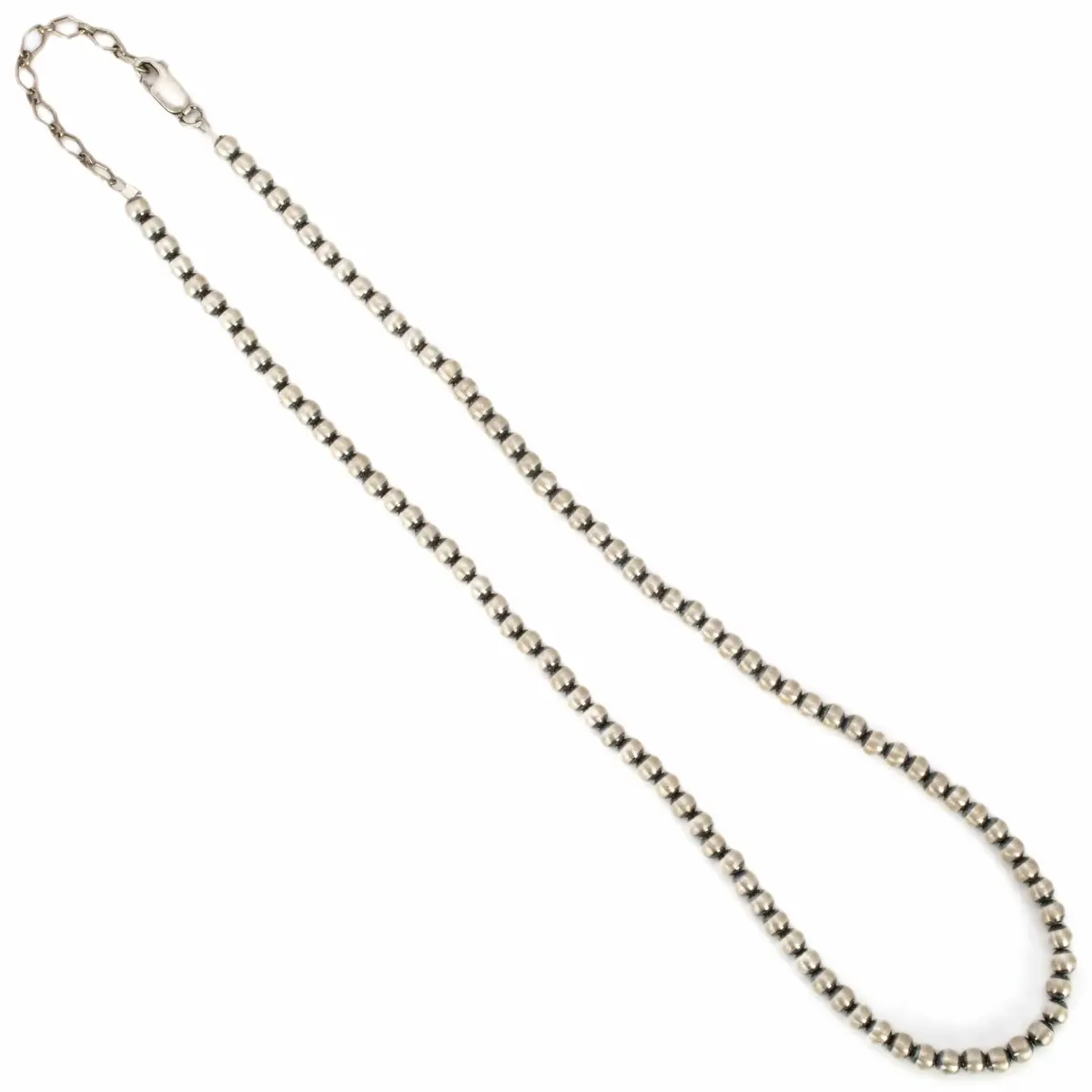 16" Single Strand 4Mm Navajo Pearl Usa Native American Made 925 Sterling Silver Necklace With 2" Extender Chain 1