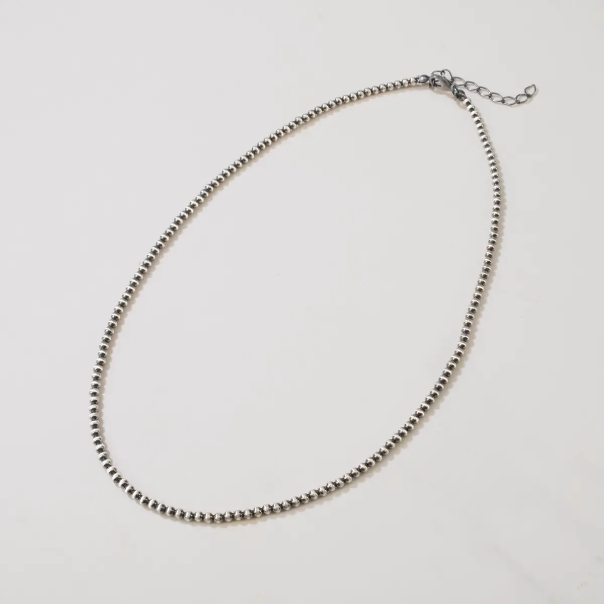 18" Single Strand 3Mm Navajo Pearl Usa Native American Made 925 Sterling Silver Necklace 1
