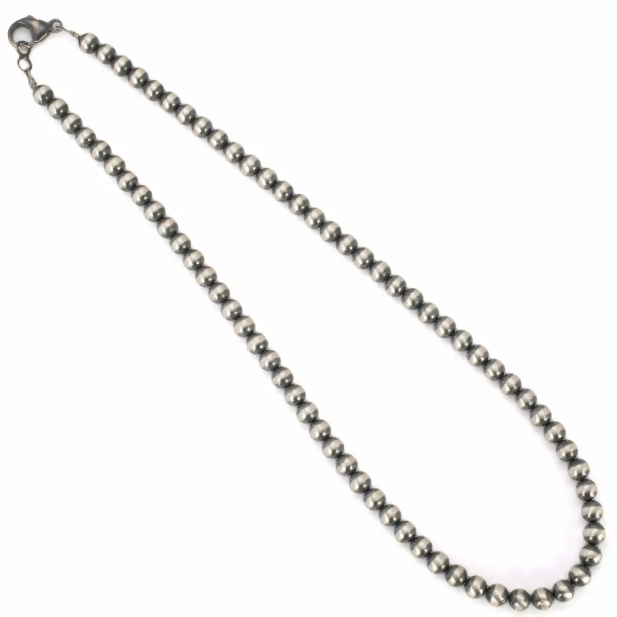 18" Single Strand 6Mm Navajo Pearl Usa Native American Made 925 Sterling Silver Necklace 1
