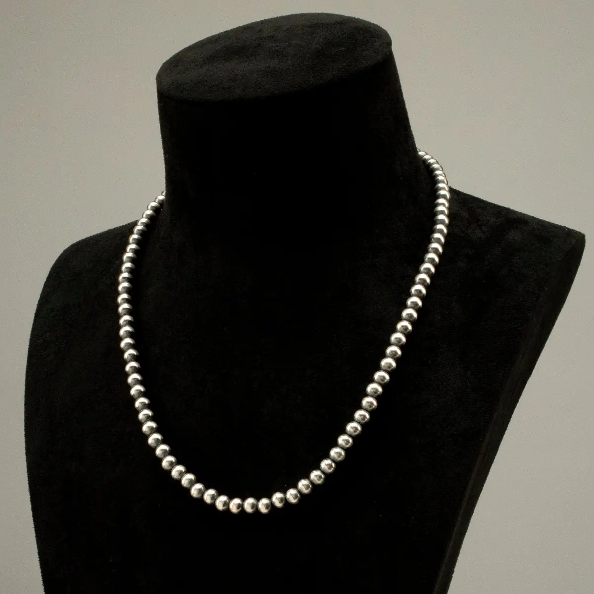 20" Single Strand 6Mm Navajo Pearl Usa Native American Made 925 Sterling Silver Necklace 2
