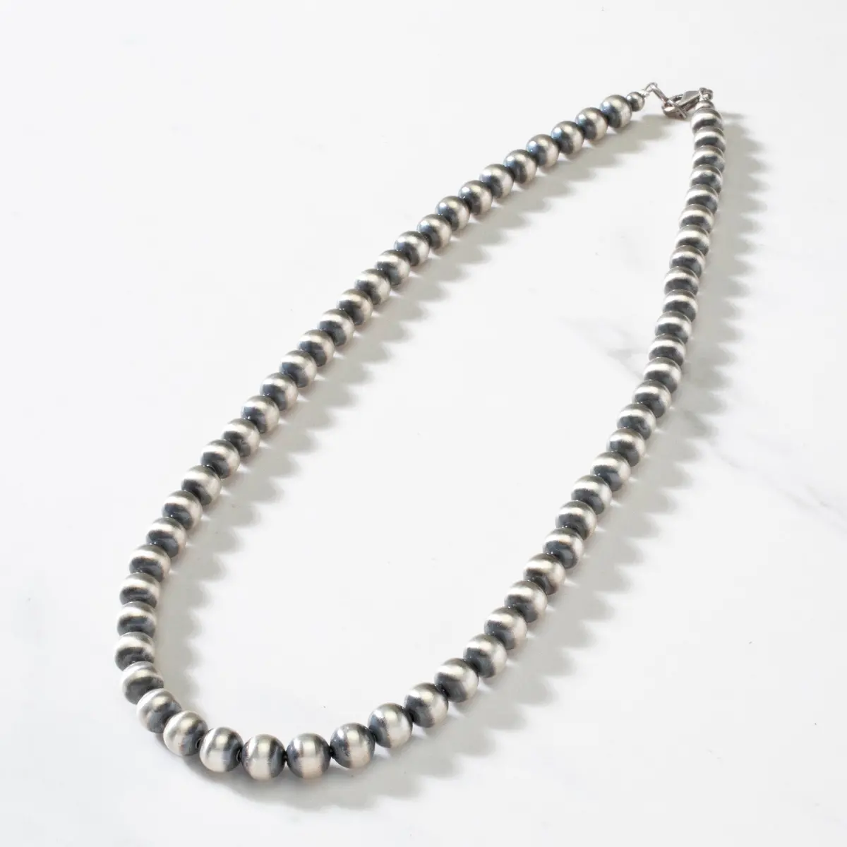 20" Single Strand 8Mm Navajo Pearl Usa Native American Made 925 Sterling Silver Necklace 1