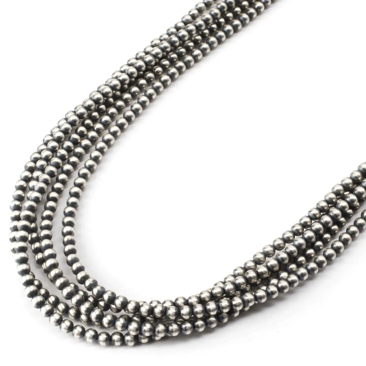 36" Five Strand Navajo Pearls Usa Native American Made 925 Sterling Silver Necklace 1