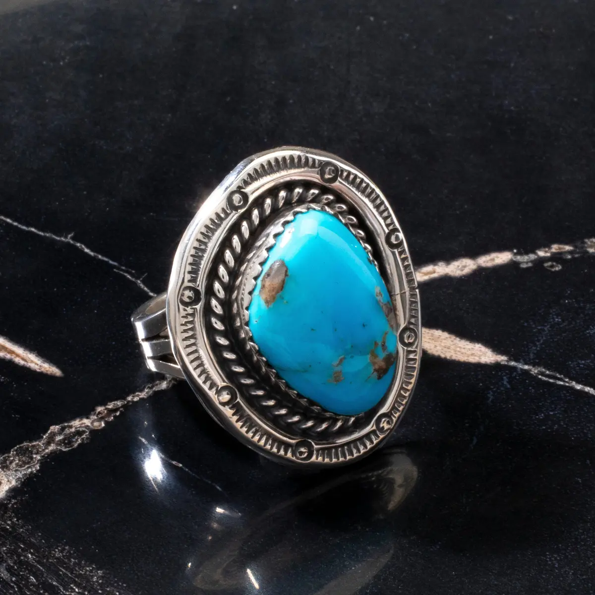 Joe Piaso Jr. Sleeping Beauty Turquoise Navajo Usa Native American Made 925 Sterling Silver Ring 2