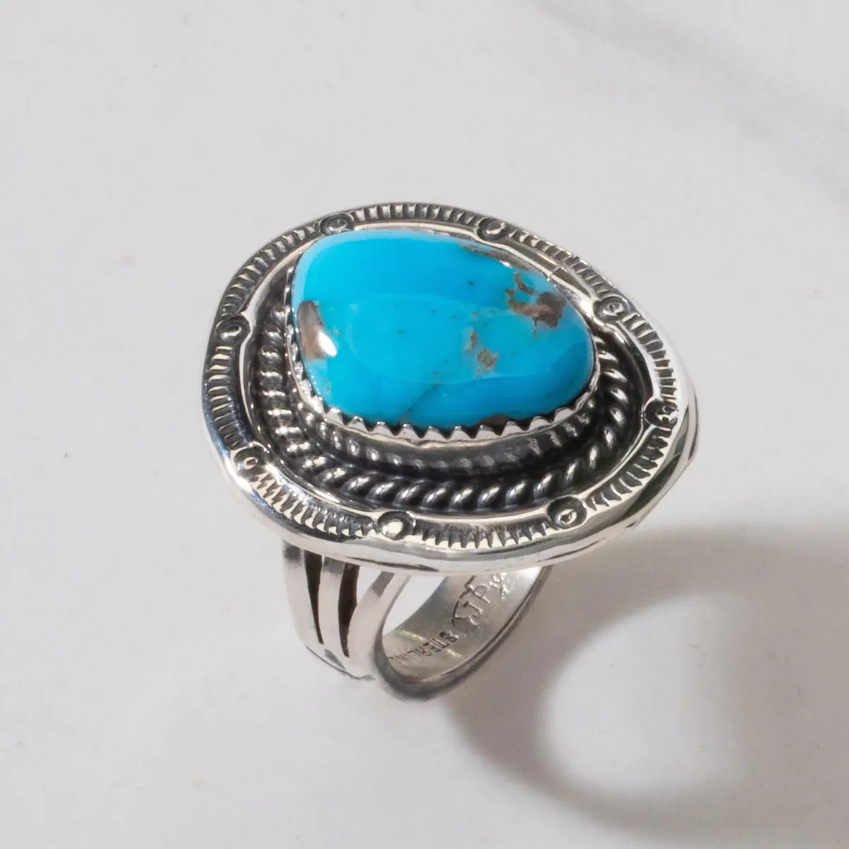 Joe Piaso Jr. Sleeping Beauty Turquoise Navajo Usa Native American Made 925 Sterling Silver Ring 1