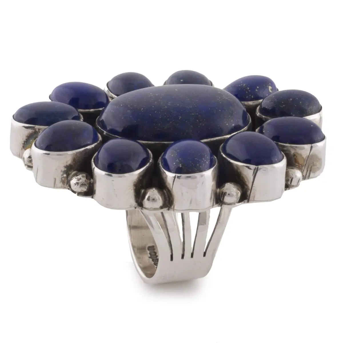 Paul Livingston Lapis Flower Usa Native American Made 925 Sterling Silver Ring 1
