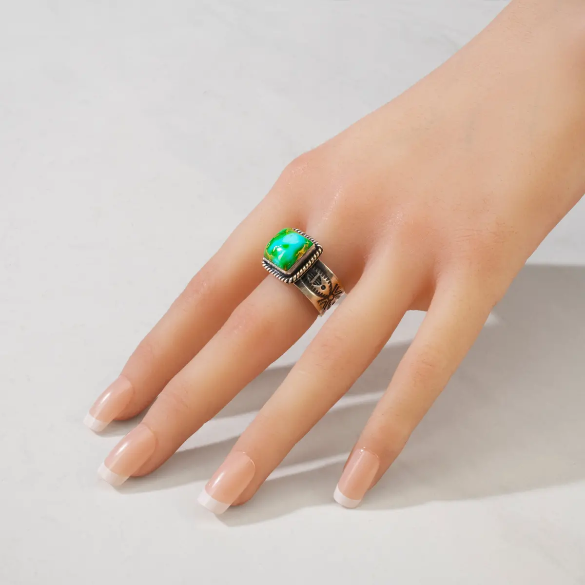 Raymond Coriz Sonoran Gold Turquoise Santo Domingo Pueblo Usa Native American Made 925 Sterling Silver Ring 2