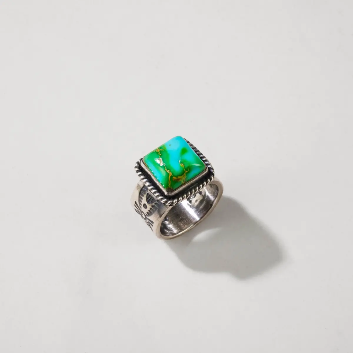 Raymond Coriz Sonoran Gold Turquoise Santo Domingo Pueblo Usa Native American Made 925 Sterling Silver Ring 1