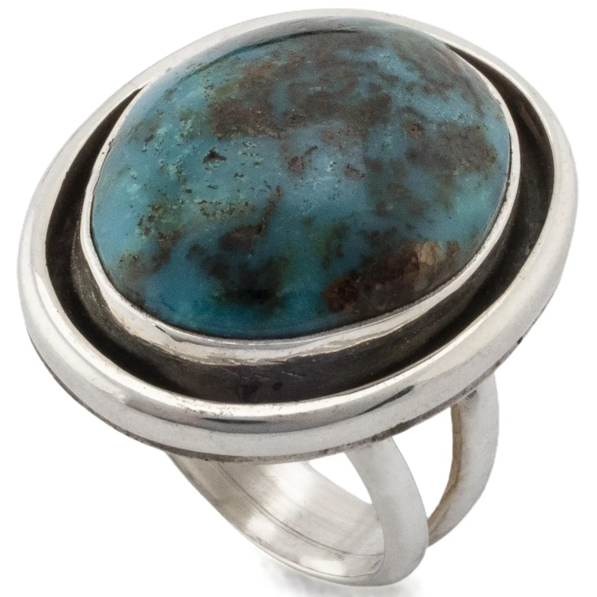 Eygptian Turquoise Usa Native American Made 925 Sterling Silver Adaptive Ring 1