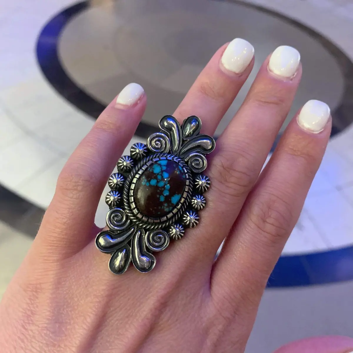 Leon Martinez Egyptian Prince Turquoise Usa Native American Made 925 Sterling Silver Ring 2